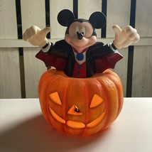 Vintage 1996 Disney Vampire Dracula Mickey Mouse Pumpkin JACK-O-LANTERN Lighted - £25.74 GBP
