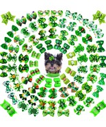 80pcs St.Patrick&#39;s Day Dog Bows Holiday Pet Dog Hair Grooming Bows with ... - £31.88 GBP