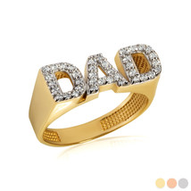 Authenticity Guarantee 
Gold CZ Dad Father&#39;s Ring - £337.41 GBP+