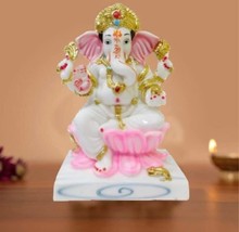 Ganesha Marble Statue Lord Ganesh Hindu God Idol Elephant Ganpati Pooja GANESHA - $80.40