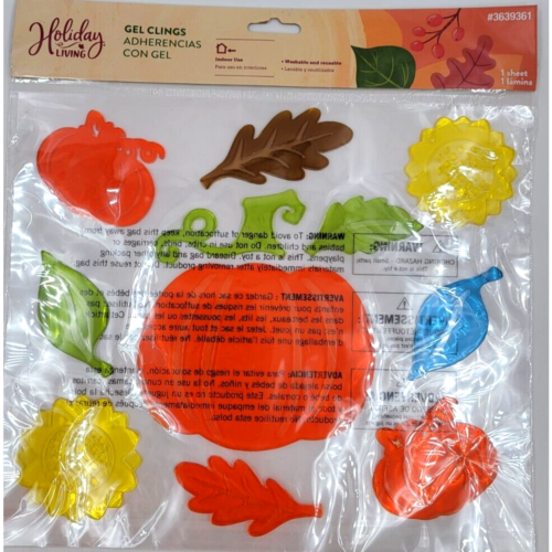 Primary image for Holiday Living Halloween Pumpkin Colorful Leaves Gel Window Clings Decorations