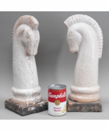 2 Glazed Terracotta Clay Horse Head Sculpture Figures Trojan Etruscan Mo... - $371.99