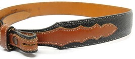 sz 28 Tony Lama Women Stitch Belt Black w Brown Accent Double Loop USA N... - $34.64