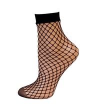 2 X Pairs Ladies Black Fishnet Ankle Socks Plain Top One Size shoe 4 - 7 UK - £3.93 GBP