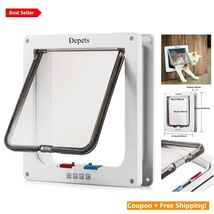 4-Way Locking Window &amp; Wall Pet Door - Large Cat Flap, 7.08" x 7.48" Inn... - $34.60