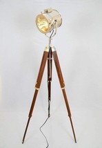 Nautical Decorative Tripod Stand Floor Light Tripod Chrome &amp; Brown Floor Light - £158.41 GBP