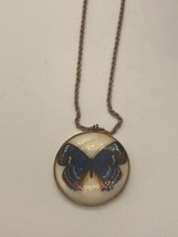 Vintage Blue Butterfly Pendant on 14KGP Chain  - £29.51 GBP