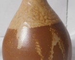 Small Signed JAPAN Volcanic Bulbous Shaped Bud Vase Lively Earth Tone Br... - $23.64