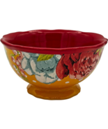 8 pcs Pioneer Woman Stoneware Red/Yellow Blossom Jubilee 6.2&quot; Footed Cer... - $38.70