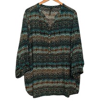 Cathy Woman Plus 3X Tunic Top Blouse Shirt Popover Button Tab Sleeves Tu... - $318.37 MXN