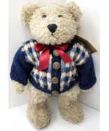 Boyds Bear Grey 12 &quot; WEAVER Authentic Bearwear Plaid Sweater Stuffed Joi... - £14.84 GBP