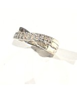 Solid Sterling Silver Wrap and Crossed Ring Band Cubic Zirconia Accents ... - £13.36 GBP