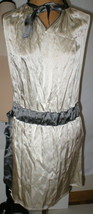 Womens 2 NWT New Italy Designer Merci Silk Dress 38 IT Belt Sleeveless Tan Gray  - £595.16 GBP