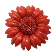 Vibrantly Colorful Orange Leather Flower Combination Hairclip and Brooch... - £10.11 GBP