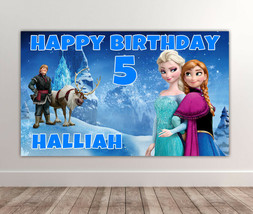 2 X DISNEY FROZEN Personalised Birthday Backdrop - Elsa Anna Size 40 x 2... - $18.29