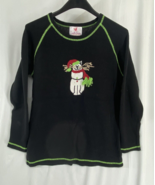 Quaker Factory Size M Women&#39;s Black Holiday SnowCat Knit Pullover Sweats... - $15.19