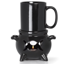Alchemy Gothic Black Cauldron Mug &amp; Warmer or Tealight Candle Holder MWCB3 NIB - $34.95