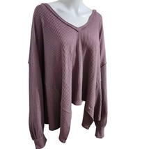 NWT Free People (L) Coraline Thermal Top Shirt Color Chocolate/Mauve  - $44.95