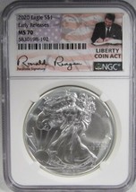 2020 Silver Eagle NGC MS70 Early Release Ronald Reagan Label Coin AK777 - £72.62 GBP