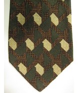 GORGEOUS Ermenegildo Zegna Green Brown and Cream Silk Tie Made in Italy - £21.70 GBP