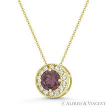 Round Simulated Alexandrite Cubic Zirconia CZ 14k Yellow Gold 9mm Slider Pendant - £71.75 GBP+