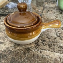 French Onion Soup/Chili Pottery Crock Pot Bowl With Handle &amp; Lid - £6.34 GBP