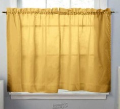 Stacey 56&quot;Wx24&quot;L Tier Pair Canary Yellow Balloon Valance Style#446812 Polyester - £11.38 GBP