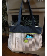 Tote Bag Navy Striped &amp; Floral Pockets! Summer Fun!  - £35.97 GBP