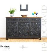 Furniture BoutiQ Carved Charcoal Buffet Sideboard | Indian Carving Buffet - £2,363.54 GBP