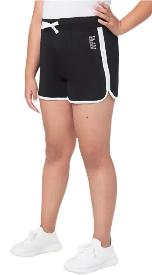 Justice Girls Black EDF Dolphin Short Logo Drawstring Waist Bow Size M (10) NWT