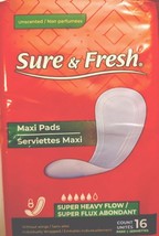Maxi Pads Sure &amp; Fresh 1-16ct Pkg Feminine Care Sanitary Super Heavy Flo... - $6.81