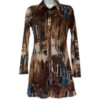 12th tribe Pollock Brown Button Up Mesh Dress Size S - $34.64