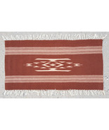 Vtg American Wool Weave Rug-Fringe-Native-Handmade-Geometric-32.5 x 16.5... - €64,96 EUR