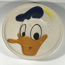 Vintage Walt Disney Productions Donald Duck Hand Painted Plate Dish White 9&quot; - £11.62 GBP