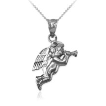 Polished Sterling Silver Trumpeting Angel DC Charm Necklace - $19.99+