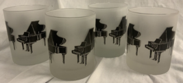 4 Vintage Albert Elovitz Frosted Tumblers Pianos - $18.67