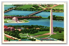 Washington Monument Jefferson Memorial Washington DC UNP Linen Postcard S25 - £2.33 GBP