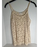 Zara Womens Blouse Cream Lace Pull Over Floral Tank Sleeveless Flowy Str... - £8.19 GBP