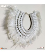 Juju Bohemian Feather Sea Shells Handmade Decorative Costume Macrame Nec... - £133.12 GBP