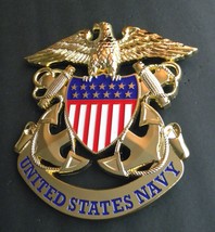 Navy USN Large Cutout 3-D Honor Medallion 6.25 inches Metal Enamel - £17.82 GBP