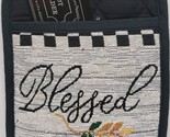 Fabric Tapestry Jumbo Pot Holder (7&quot; x 9&quot;) BLESSED &amp; LEAVES IN RECTANGLE,HC - £5.41 GBP