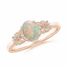 ANGARA Vintage Style Oval Opal Ring with Diamonds for Women in 14K Solid Gold - £779.96 GBP
