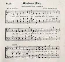1883 Gospel Hymn Wonderous Love Sheet Music Victorian Religion Ephemera ... - $19.99