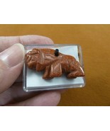 ann-buf-2) orange Goldstone gemstone BUFFALO figurine PENDANT necklace b... - $12.99