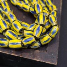 Collana vintage tubo giallo chevron ispirazione veneziana perline filo n... - $46.02