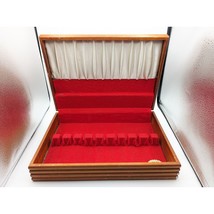 Vintage Silverware Flatware Box Brown w Red Felt 15X11X3 - £19.96 GBP