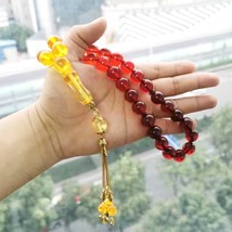 Tasbih New style Muslim Ramadan Eid gift Misbaha Red - yellow Resin rosary bead  - $50.77