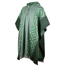 Lightweight BABY ALPACA Wool Hooded Poncho Pullover UNISEX Emerald Green - £56.79 GBP