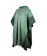 Lightweight BABY ALPACA Wool Hooded Poncho Pullover UNISEX Emerald Green - £56.46 GBP