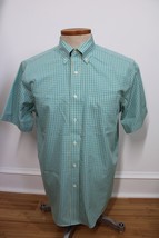 LL Bean M Yellow Blue Check Vacationland Short Sleeve Trad Fit Shirt 280483 - £22.69 GBP